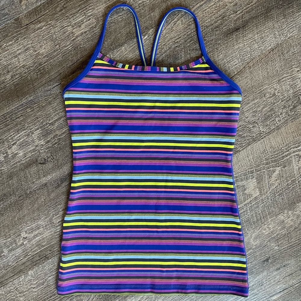 Lululemon Power Y multi colored stripe tank top